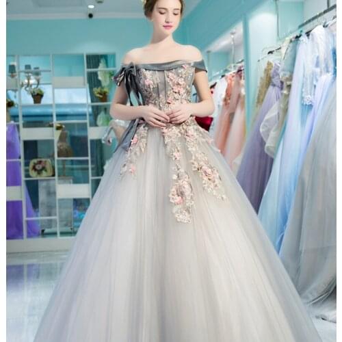 100%real silver grey bowknot flower embroidery beading royal court ball gown Medieval dress Renaissance gown Victoria Belle Ball