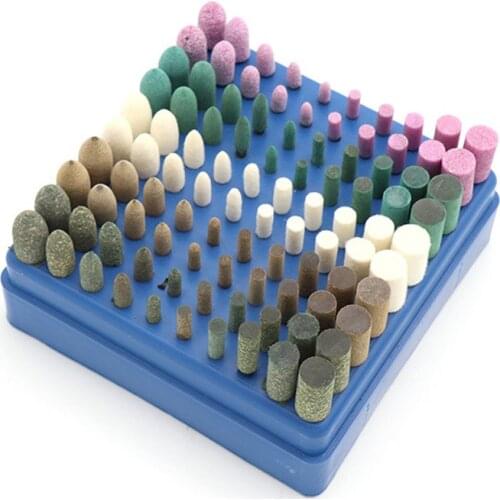 100pcs Assorted Mounted Point Grinding Stone Head Wheel Rubber Leather Polishing Tips fit Dremel Electric Grinder Rotary Tool