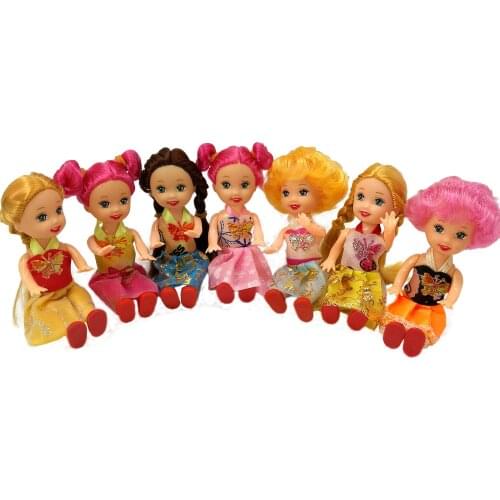 2pcs Fashion Mini Dolls For Girls Curly White Pink Brown Hair Cartoon Princess Kelly Doll Nude Female Figure Body Doll Toy Gifts