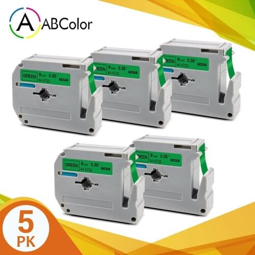 5PK 9mm Tape For Brother MK-721 mk721 M-K721 Label Tape Black on Green Printer Ribbon For Brother P touch Label Maker PT-70 80