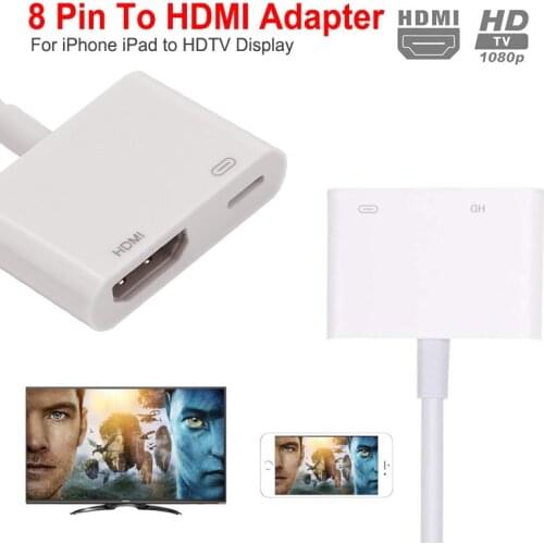 8 Pin to HDMI Cable Adapter Converter Professional 1080P HD Digital AV Convert for iPhone X 8/7/6/iPad Air