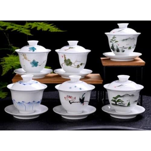 180ml Hand Painted Ceramics Tea Set Gaiwan Teaware Sets Kung Fu Tea Ceremony Tea Set Supplies Decoration Accessories Crafts