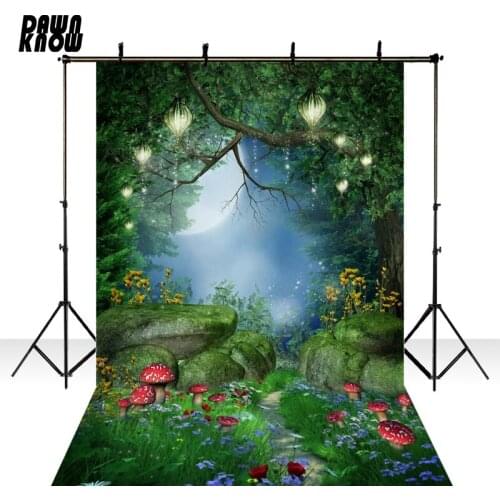 DAWNKNOW Alice in Wonderland Mushroom Vinyl Photography Background Forest New Fabric Flannel backdrop For Photo Studio F1627