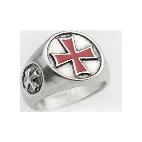 DCARZZ Red Enamel Croos Ring Men Templar Antique Cute Ring Cospaly Gamer Fashion Jewelry Wedding Band Ring For Women Gift