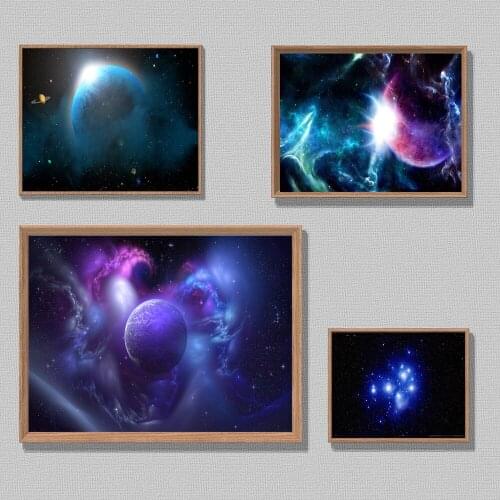 Cosmic Space Nebula Decorative Painting Galaxy Starry Sky Solar System Earth Planet Wall Poster Canvas for Living Room Unframed