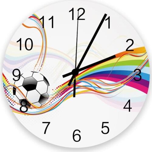 Soccer Balls Football Design 30cm Wooden Wall Clock Modern Design For Home Living Room Office Kitchen Wall Decor Hanging