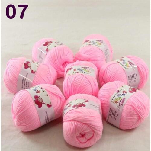 Color Optional 8 ballsX50g Cashmere Silk Velvet Children Hand Kintting Yarn Pink Ice 18-07-8