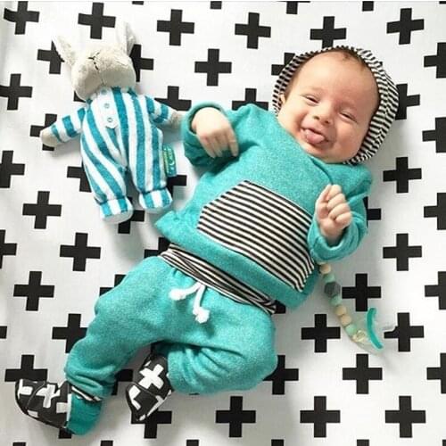 Spring&Autumn Suit Clothing 2pcs Newborn Baby Girl Splicing Clothes Sets Hoodies Long Sleeves Contton Sweatwear Infant Unisex