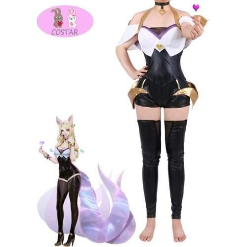LOL KDA Ahri Cosplay Costume Halloween Costume Game Cosplay Outfit KDA Group Women Girls Dress Quality Women Catsuit Set