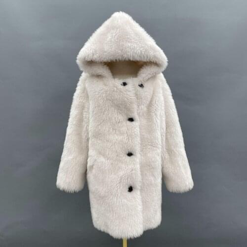 Fashion Teddy Fleece Jacket Woman Long Fluffy Sheep Fur Coat Ladies Casual Shearling Wool Outwear