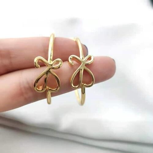 Brass Earrings New Tide Geometry Abstract Hook Earrings Fashionable Modifying Face Fashion Earrings