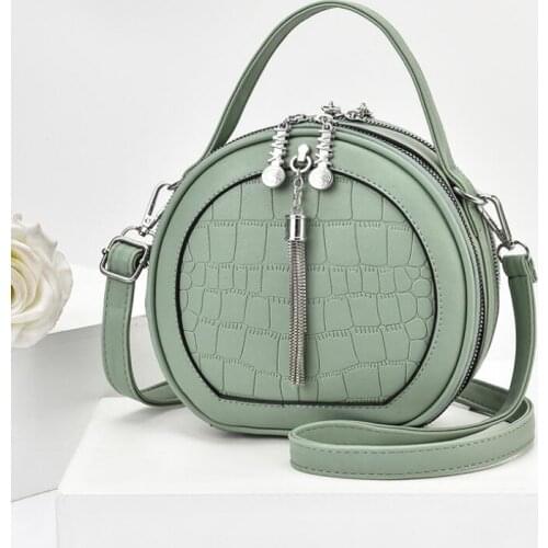 Hot Sale New Fashion Female Handbag Trendy Female One Shoulder Messenger Bag PU Leather Womens Bag Girl Small Round Bag