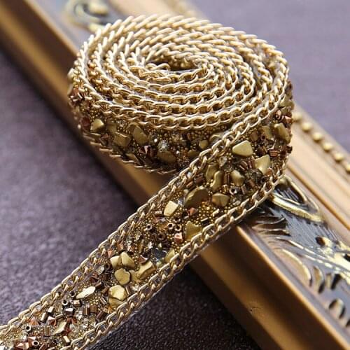 2CM Gold hot diamond lace clothing DIY rhinestone chain mesh drill strip ornament shoes hat bag accessories