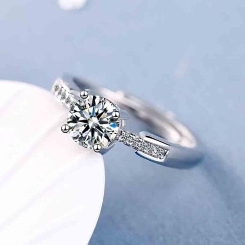 Claasic Fashion Wedding Party Rings for Women Girl High Quality Crystal Zircon Four Claw Set Open Ring 2020 Trend Jewelry Gift