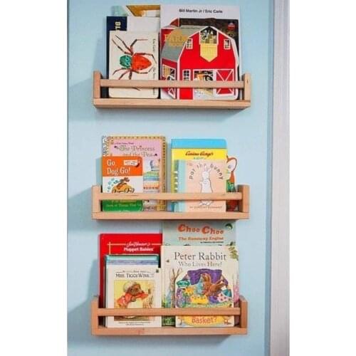 Beige Montessori Bookshelf Child Baby Room Wall Rack Wood Bookcase Bookshelf 3 Pcs 50 cm