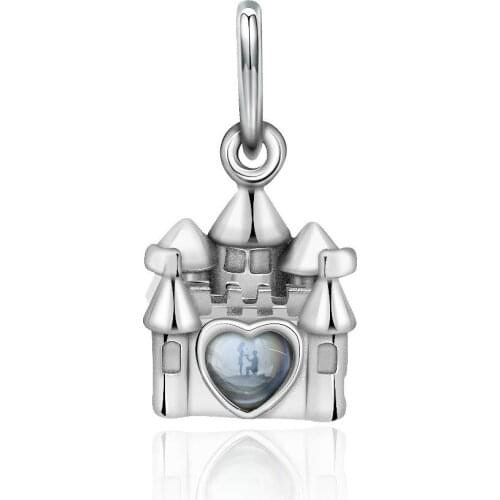 NEW Original Design 100% 925 Sterling Silver Charm Retro Castle Courtship Valentines Day Pendant Elegant Womens Jewelry Gift