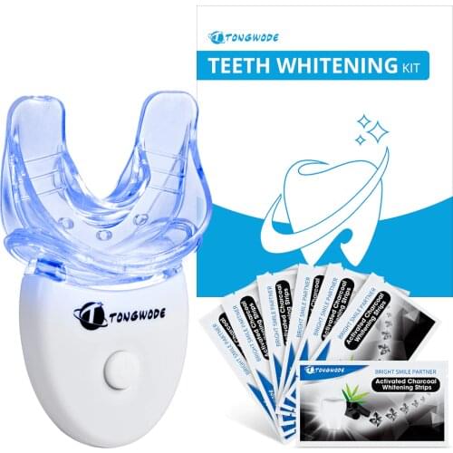 Teeth Whitening Led Light With Natural Activated Charcoal Strips Dental Bleaching Accelerator For Oral Hygiene Care Set
