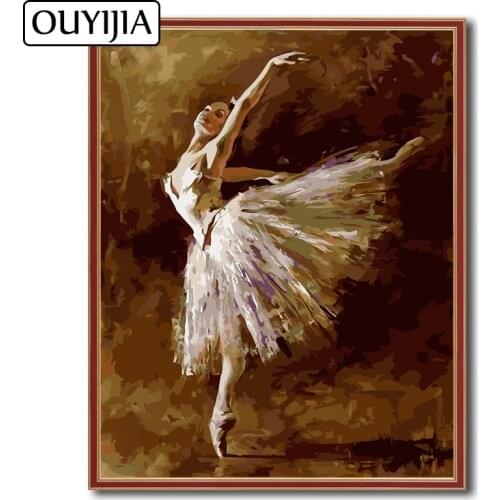 OUYIJIA Dancer Ballet Diamond 5D DIY Girl Decoration Gift Painting Beauty Mosaic Embroidery Rhinestone Cross Stitch Swan Dance