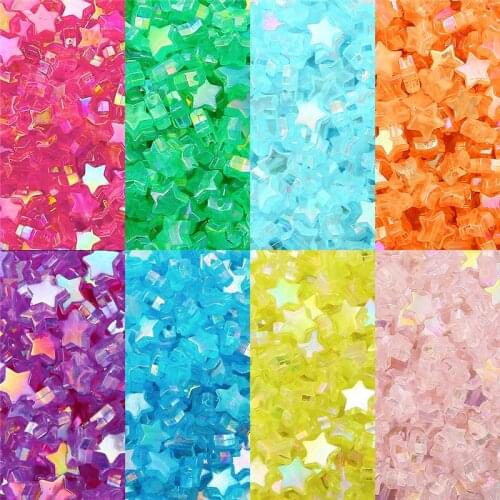 100pcs Transparent AB Color Five-pointed Star Heart Acrylic Beads Loose Spacer Beads for Jewelry Making DIY Bracelet Accessories