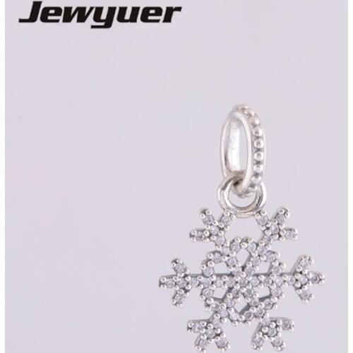 Silver Snowflake Charms 925 Sterling Silver Charm fit beads Bracelets necklaces Christmas gift DIY fine Memnon Jewelry DA079