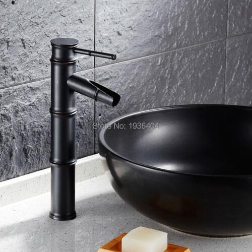 Bamboo shape faucet Basin Mixer Taps Antique Black Bronze Finished Hot and Cold Mixer Taps Deck Mounted basin tap torneira B3260