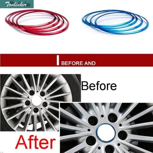 Tonlinker 4 PCS Car styling DIY Aluminum Wheel Hub Cover Circle Cover Case Stickers For Bmw 1 2 3 GT 5 7 Series X1/X3/X4/X5/X6