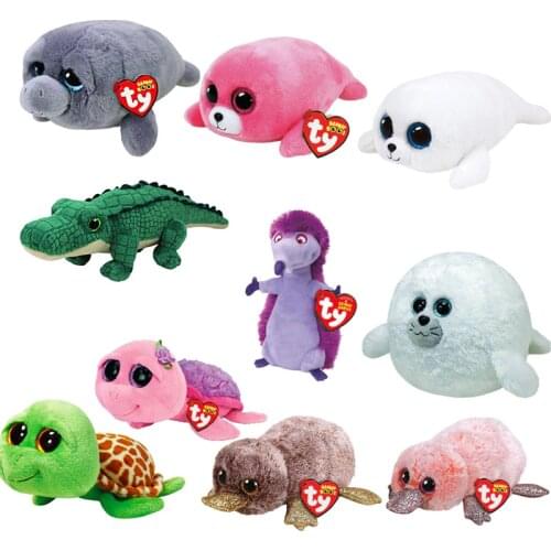 Ty Beanie Animal Stuffed Plush Doll Cute Platypus Fish Turtle Crocodile Seal Doll Big Eyes Plush Toys Children Toy Gift