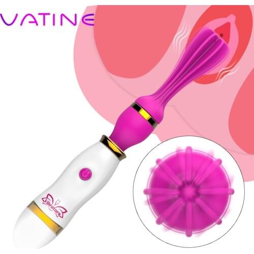 VATINE 360 Degree Rotation Tongue Licking Vibrator AV Stick Sex Toys for Woman G-Point Stimulator Female Masturbator