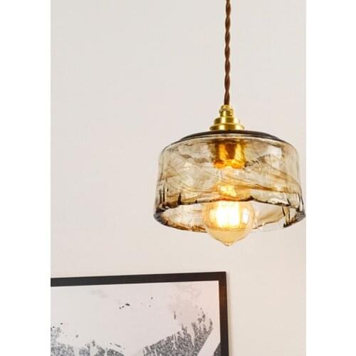 Vintage Gold Stained Glass Pendant Light Fixtures Kitchen Hanging Lamps for Bedroom Dining Room Lights Industrial Lamp Art Deco