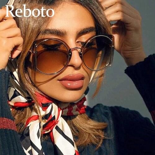 Gradient Shades For Women Oversized Rimless Round Sunglasses Woman 2021 Fashion High Quality Sun Glasses Female UV400 oculos