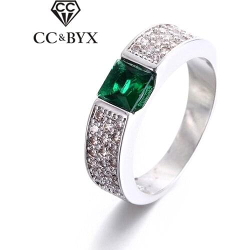 Green crystal womens wedding engagement rings for women female vintage zirconia ring fashion jewelry bijoux femme CC210