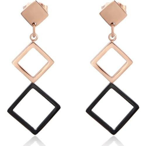 Vintage Earrings Large For Women Statement Earrings Geometric Black Color Metal Pendant Earrings Trend Fashion Weeding Jewelry