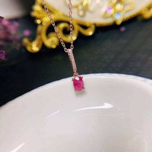 Classic Red Ruby Necklace 925 Silver Women Collarbone Necklace Natural Gem Birtyday Party Anniversary Gift Hot Selling