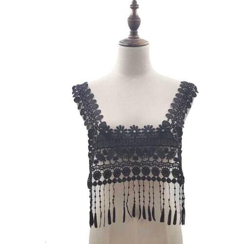 1PCS White Black Cotton Venise Embroidery Lace Fringe Appliques Wedding Lace Flowers Fabric Tassel Collar Corsage Sewing Decor