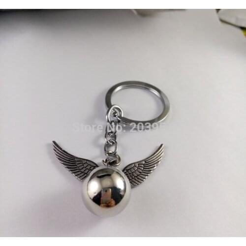 1pcs/lot movie Death Hallows Quidditch Wing Keychain Metal Figure Pendant Key Ring chain Fashion steel Ball Keychain Man 2017