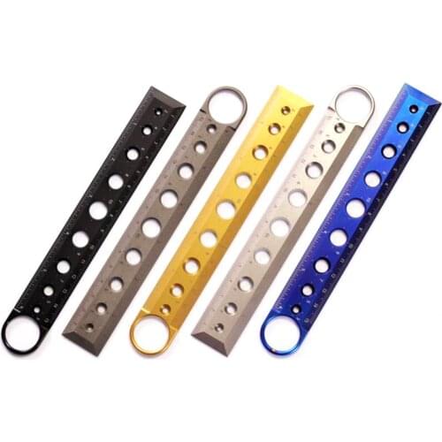 1PC Portable Titanium Alloy Metal Ruler 15CM Measuring Ruler Drawing Circle Hole Self-defense Tool Equipment EDC Pocket Tool