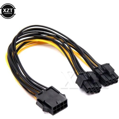 10pcs/Lot hot sale BTC Miner 18AWG wire for graphics card CPU 8pin Female to dual PCI-E PCI Express 8p( 6+2 pin ) Male power ca