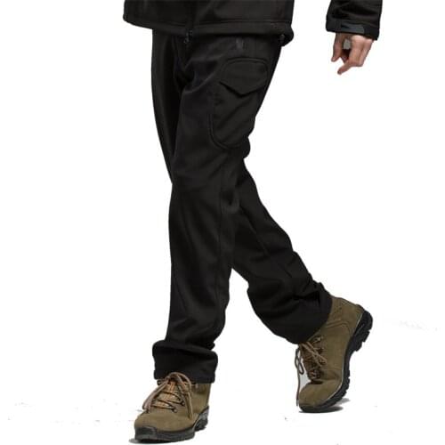 Outdoor Climbing Hunting Military Tactical Soft shell Pants Men Sharkskin Waterproof Keep Warm Fleece Soft shell Hiking Pants