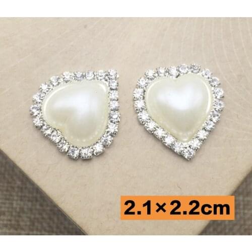 21mm Silver Heart Rhinestone Pearl Crystal Rhinestone Button aritificial Refinement ribbon party Wedding Decoration Buttons
