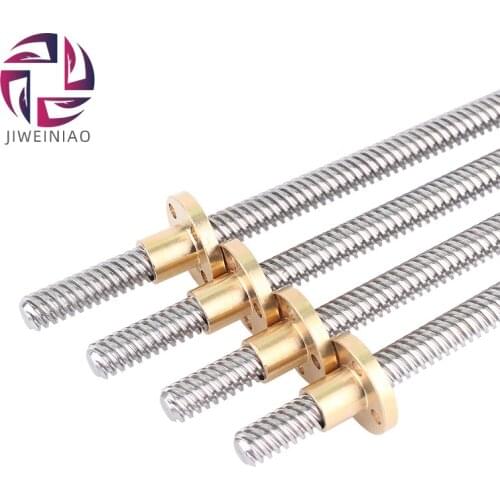 3D Printer T8 Lead Screw With Copper Nut Trapezoidal Lead Screw 100/150/200/300/330/350/400/500mm Lead 8mm For Reprap