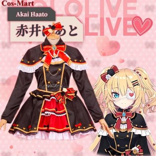 Anime VTuber Hololive Akai Haato Cosplay Costume Cute Gothic Lolita Uniform Dress Female Activity Party Role Play Clothing XS-XL