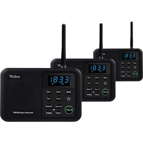 Wuloo Wireless Intercom System for Home House Business Offices Intercom 1 Mile Range 22 Channel 100 Digital Code Display Screen