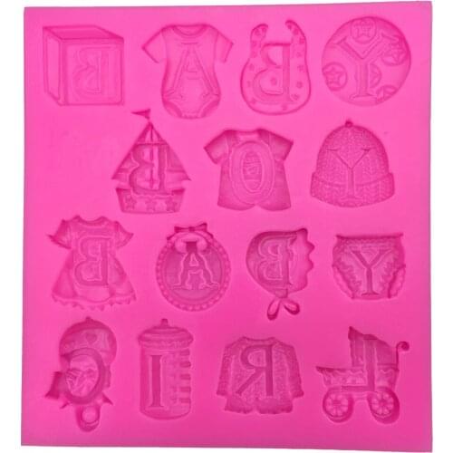 Baby boy baby girl clothes Shape 3D fondant cake silicone mold confeitaria chocolate jello pastry candy making tools F0275