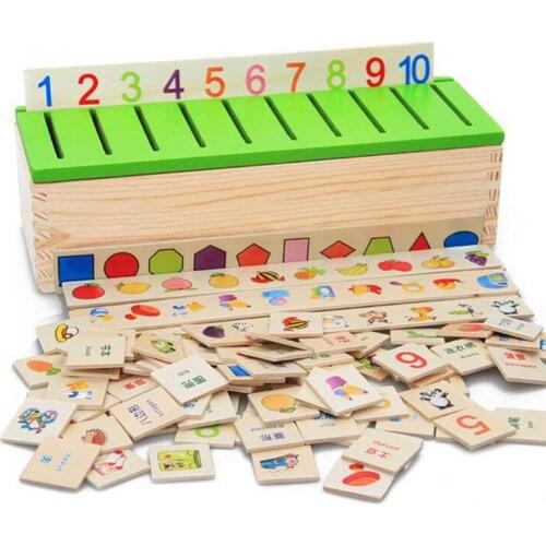Montessori Knowledge Classification Box Learn-checkers Wood Box Toy for Children