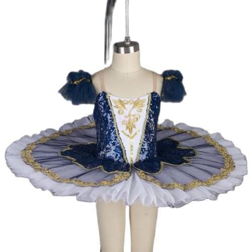 Child & Adult Standard Size Pre-Professional Ballet Dance Tutu Costume Stiff Tulle Pancake Tutu Sequin Ballerina Dress BLL015