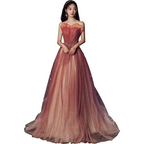 Sweetheart Shining Sequins Evening Dress Long Luxury serene hill Evening Ball Gowns For Women Pink Elegant Vestidos De Noite