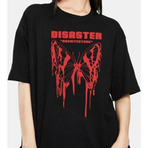 Butterfly Print Oversized Hip Hop Streetwear Women Tshirt Harajuku Punk Grunge Aesthetic Top Clothes Retro Cotton Gothic T-Shirt