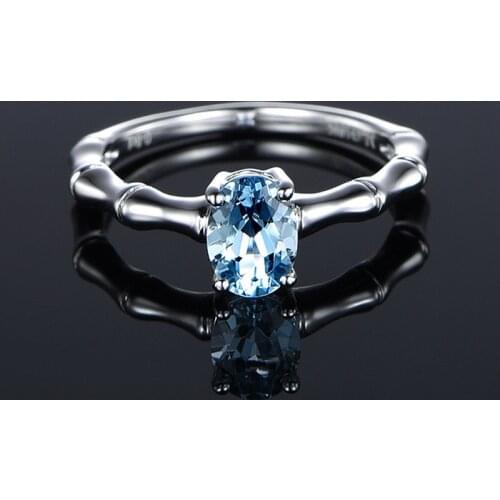 ZHOUYANG Rings For Women Chic 4 Claw Oval Sky Blue Cubic Zirconia Silver Color Bamboo Finger Ring Gift Fashion Jewelry KBR121