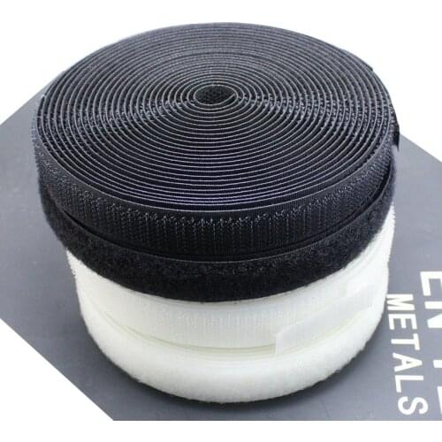No Glue 16mm*1M/5M/25M /pair White and black Sewing clothing Strong Self Adhesive Hook Loop Tape Fastener Sticky Sewing Hand