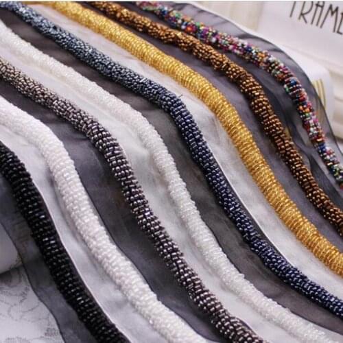 10Yards 4cm Width Gold Blue Grey Beading Trims Beaded Ribbon Belt For Sewing Curtain Accessories Mesh Lace Organza Decoration